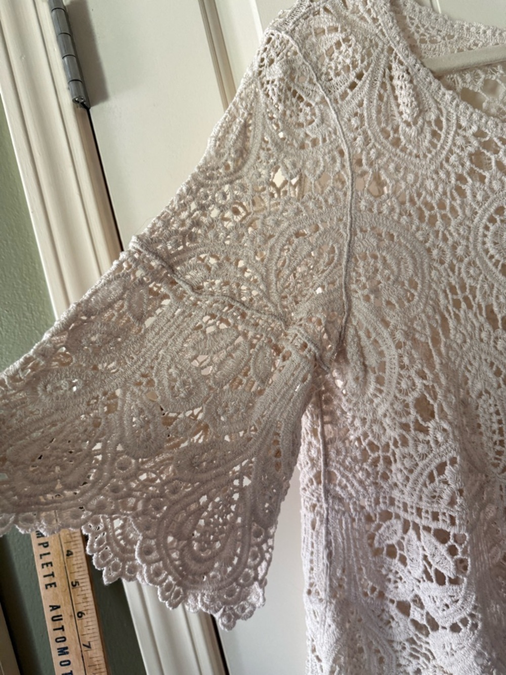 Crochet Lace Peasant Top - White - Picture 3 of 8